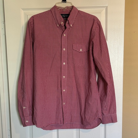 Ralph Lauren men’s red and white long sleeve button down shirt size medium - Picture 1 of 9
